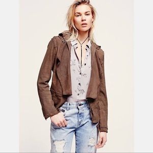 Free People Real Suede Jacket, Ivory size S